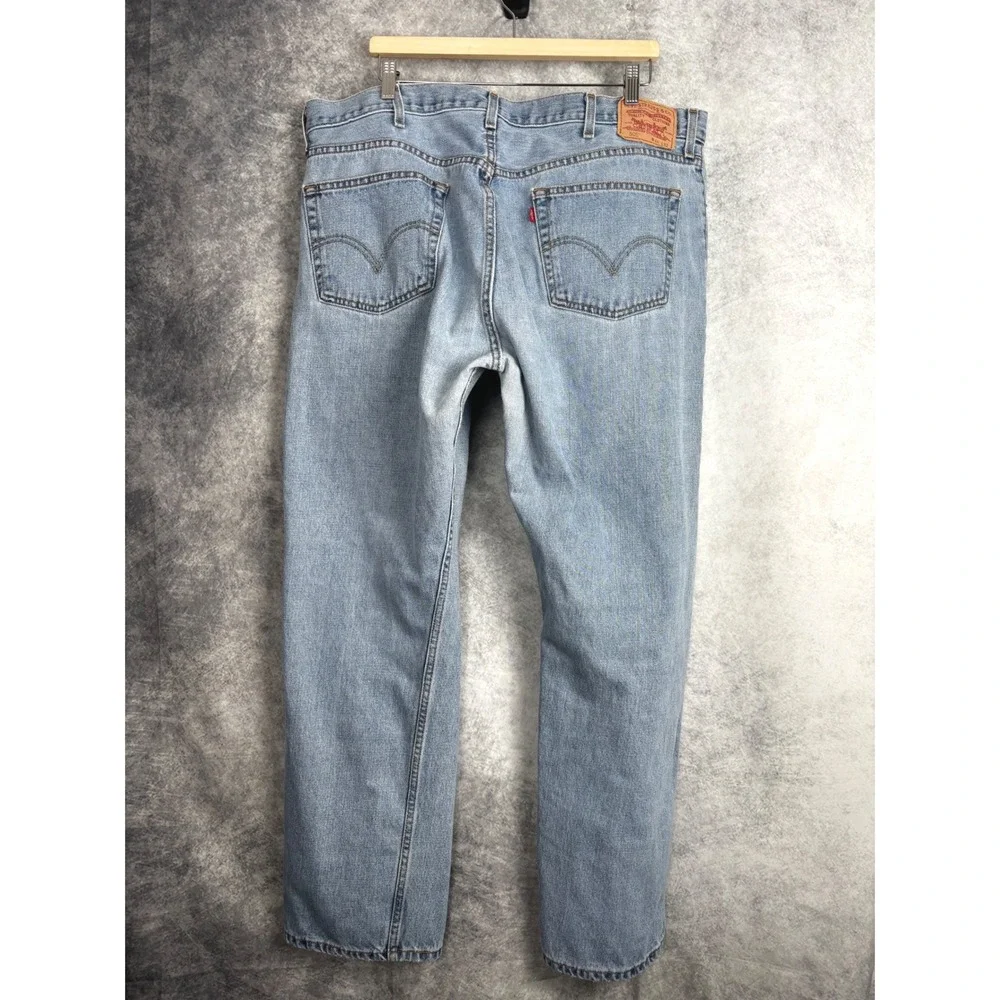 Y2K Levi's 505 Jeans Men's Blue Light Wash Relaxed Fit Distressed Size 44x32